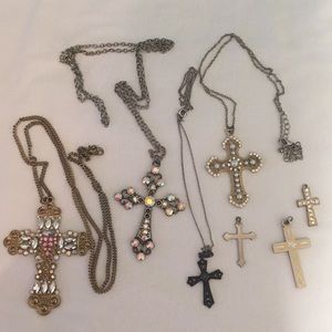 Cross Necklaces (4) and Cross Charms (3). Bundle